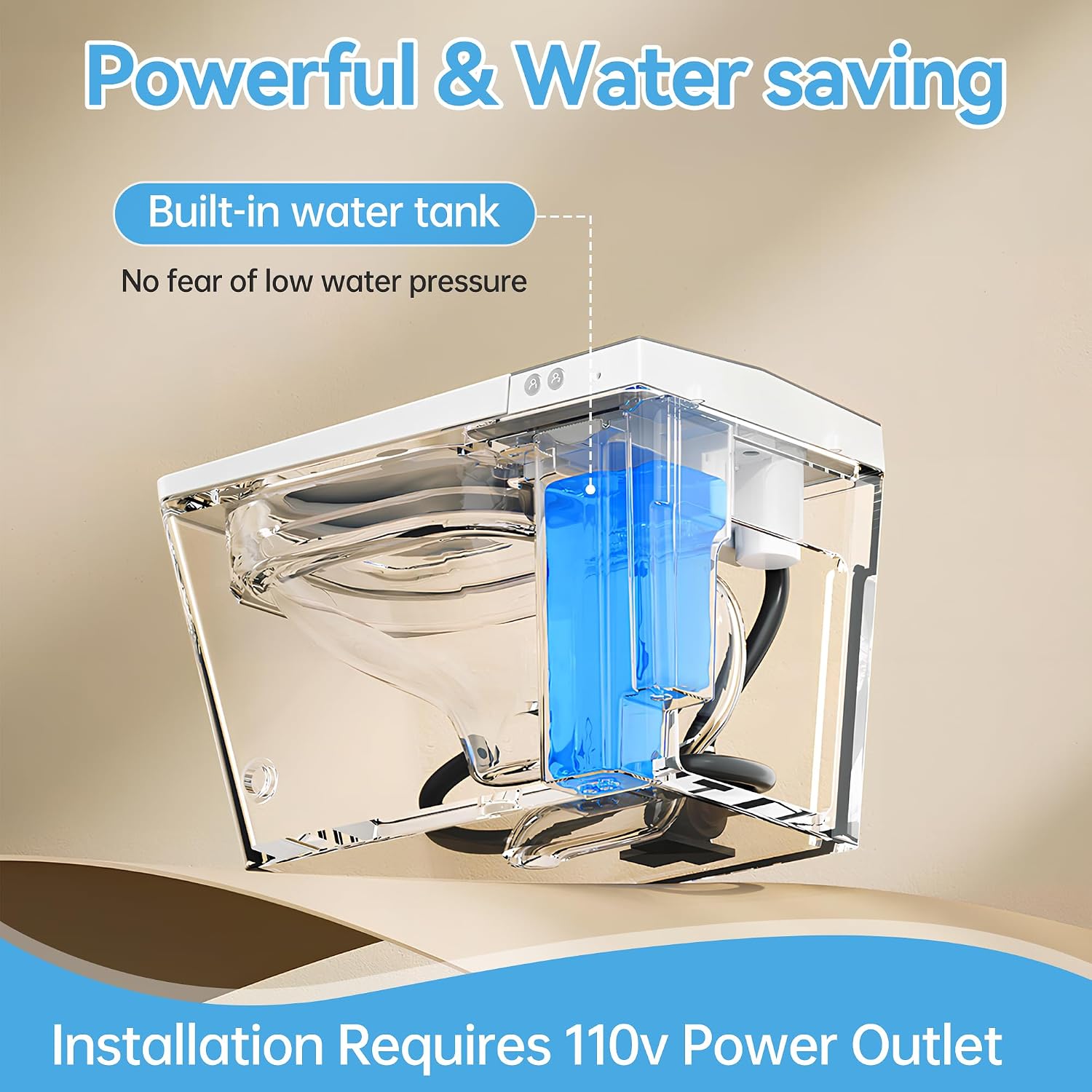 WinZo Smart Toilet with Built-in Tank, ADA Comfort Seat Height One-Piece Toilet with Warm Water Bidet, Heated Seat & Auto Drying, Foot Kick Flush, Modern Elongated Smart Toilet with Bidet Built In