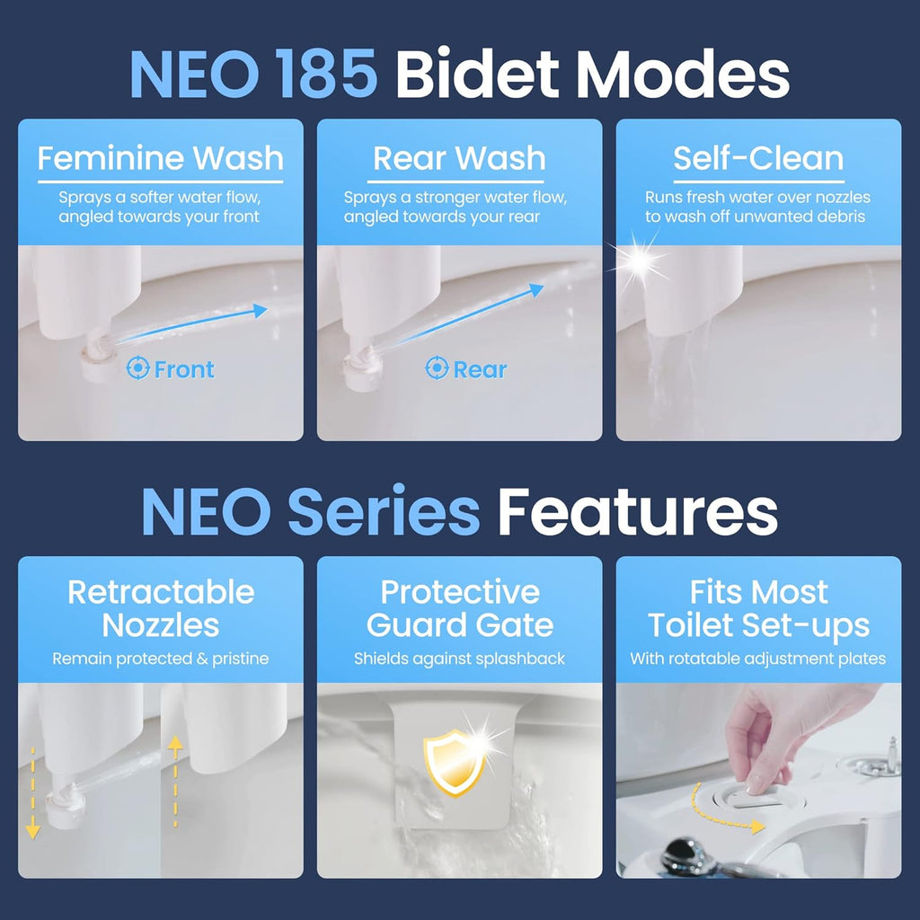 LUXE Bidet NEO 185 - Self-Cleaning, Dual Nozzle, Non-Electric Bidet Attachment for Toilet Seat & Cuisinart 1.7-Liter Stainless Steel Cordless Electric Kettle with 6 Preset Temperatures