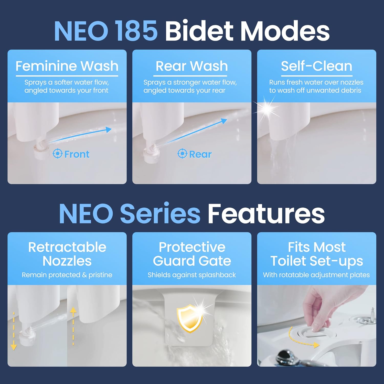 LUXE Bidet NEO 185 - Self-Cleaning, Dual Nozzle, Non-Electric Bidet Attachment for Toilet Seat & Cuisinart 1.7-Liter Stainless Steel Cordless Electric Kettle with 6 Preset Temperatures