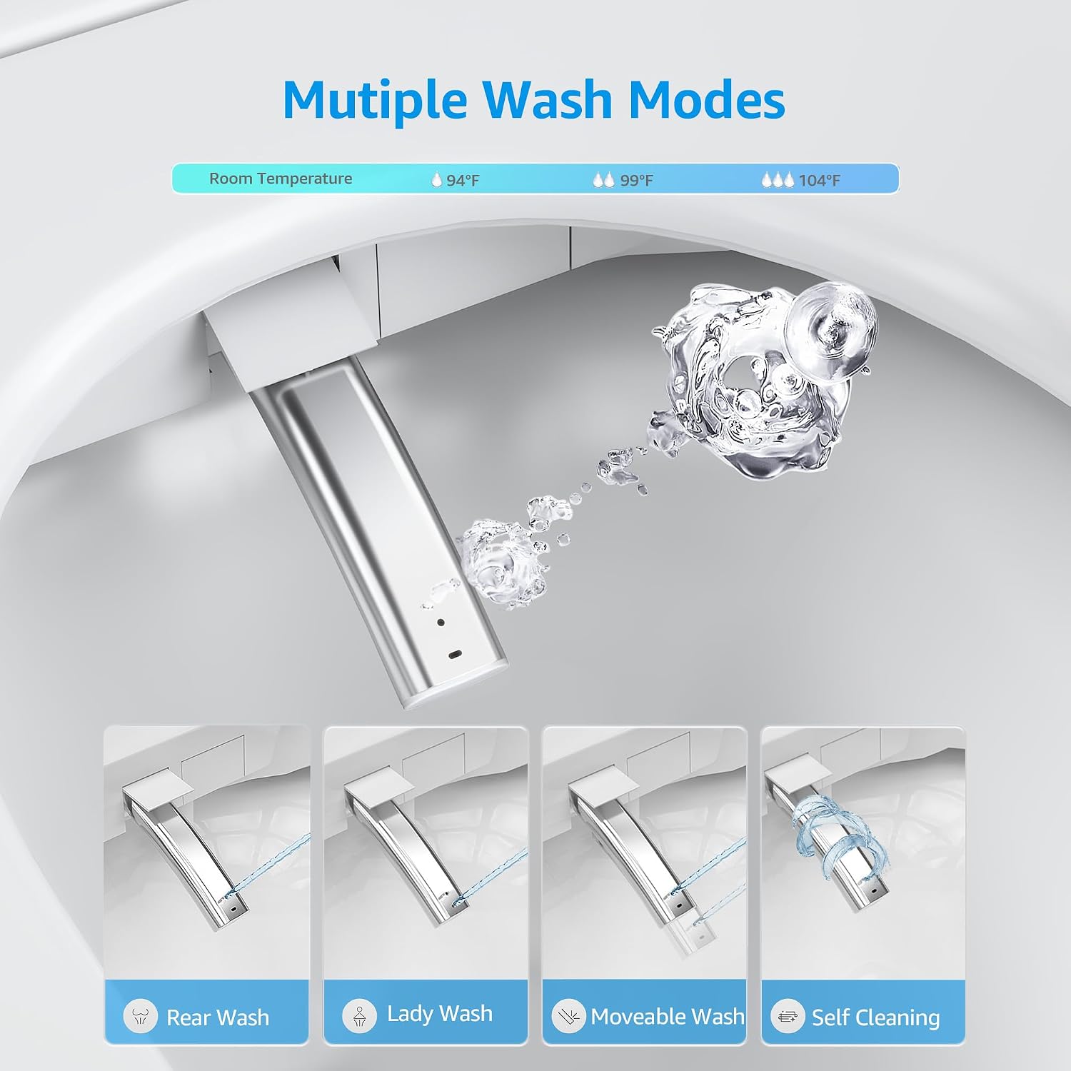 Smart Toilet with Bidet Built In, Auto Open & Close, Foot Sensor Flush, Heated Seat, Warm Water, Dryer, Tankless Dual Flush Elongated Toilet, Foam Shield, LED Night Light & Remote Control
