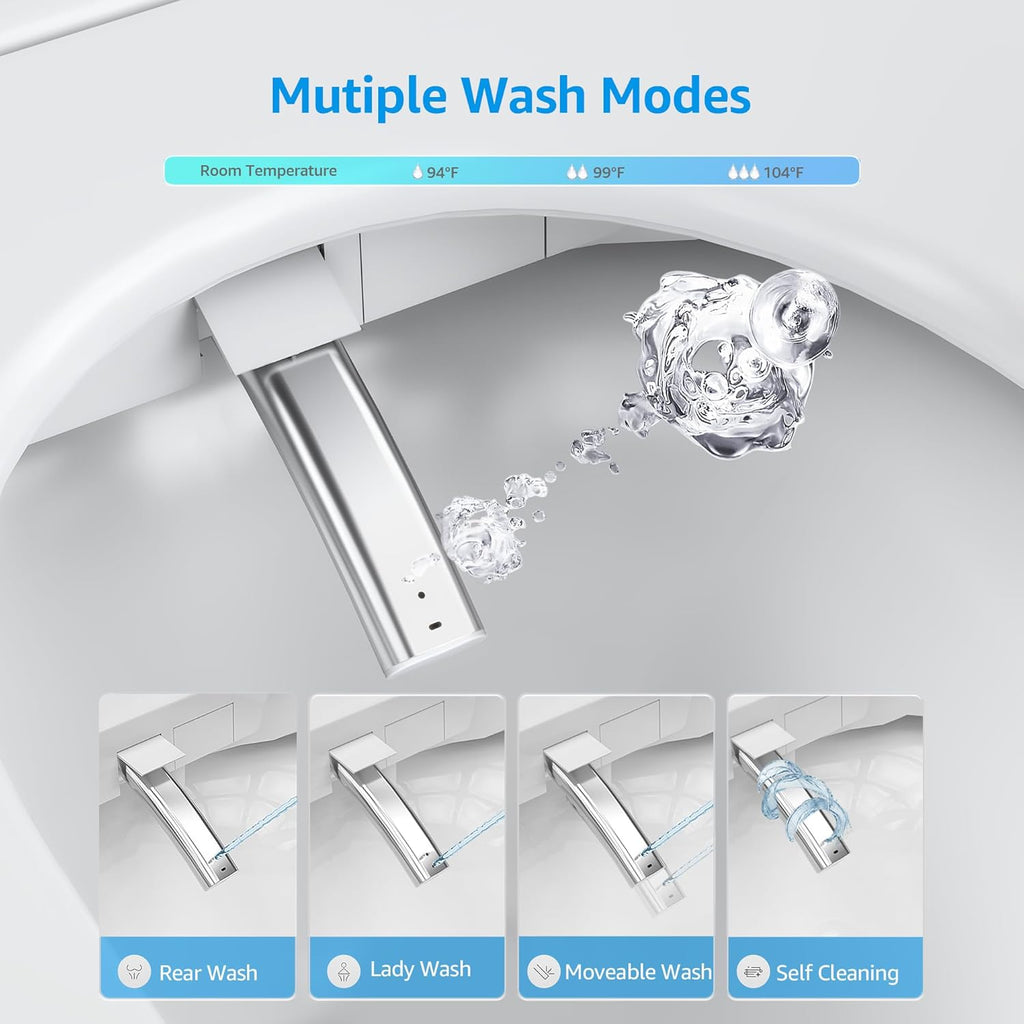 Smart Toilet with Bidet Built-In, Auto Open and Close, Elongated Bidet Toilet with Foot Sensor Flush, Heated Seat, Warm Water, Air Dryer, Foam Shield, Tankless Dual Flush & Remote Control