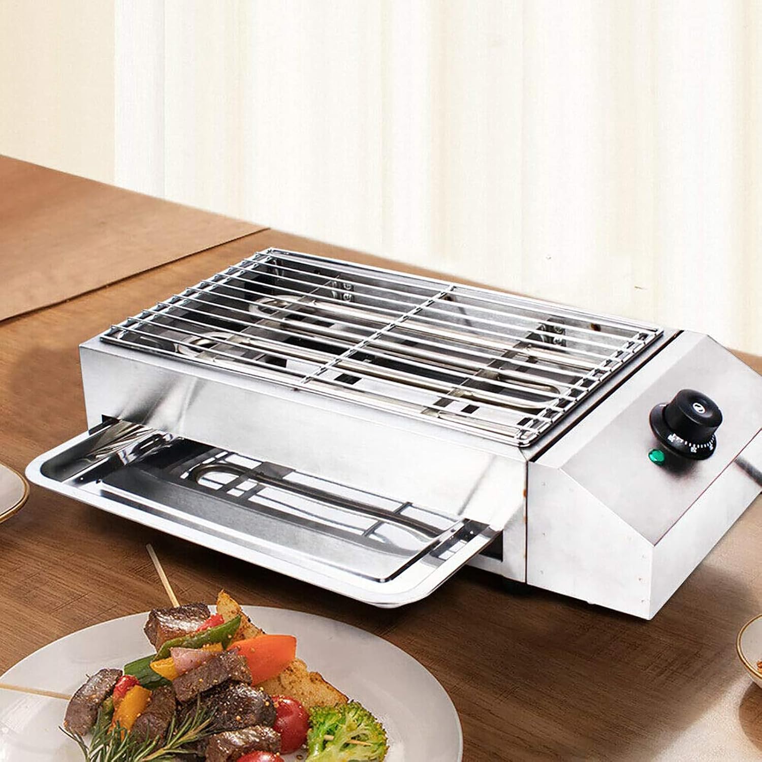 2600W Electric BBQ Grill Commercial and Home Use Countertop Stainless Steel Barbecue Griddle Smokeless Portable Cooking Oven for Indoor Outdoor Picnic