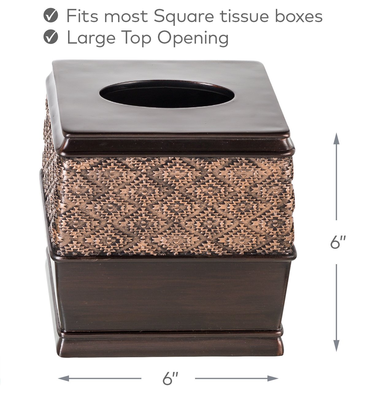 Creative Scents Dublin Brown Bathroom Accessories Set with Trash Can – 7-Piece Decorative Set: Wastebasket with Lid, Toilet Brush, Soap Dispenser, Tissue Cover, Soap Dish, Tumbler & Toothbrush Holder