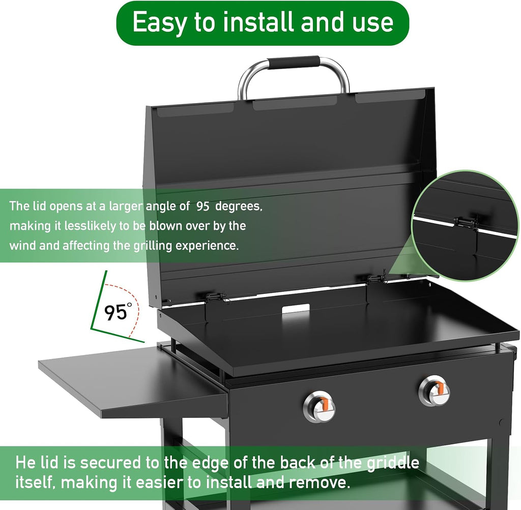 Universal Hinged Lid with Durable Handle for 28 Inch Griddle, Griddle Hard Cover Hood for Blackstone 28 Inch 1517, 1605, 1853, 1839, 1885, 1856, 1924, 1983, 2094, 2137, 2145 and Other 28Inch Griddles