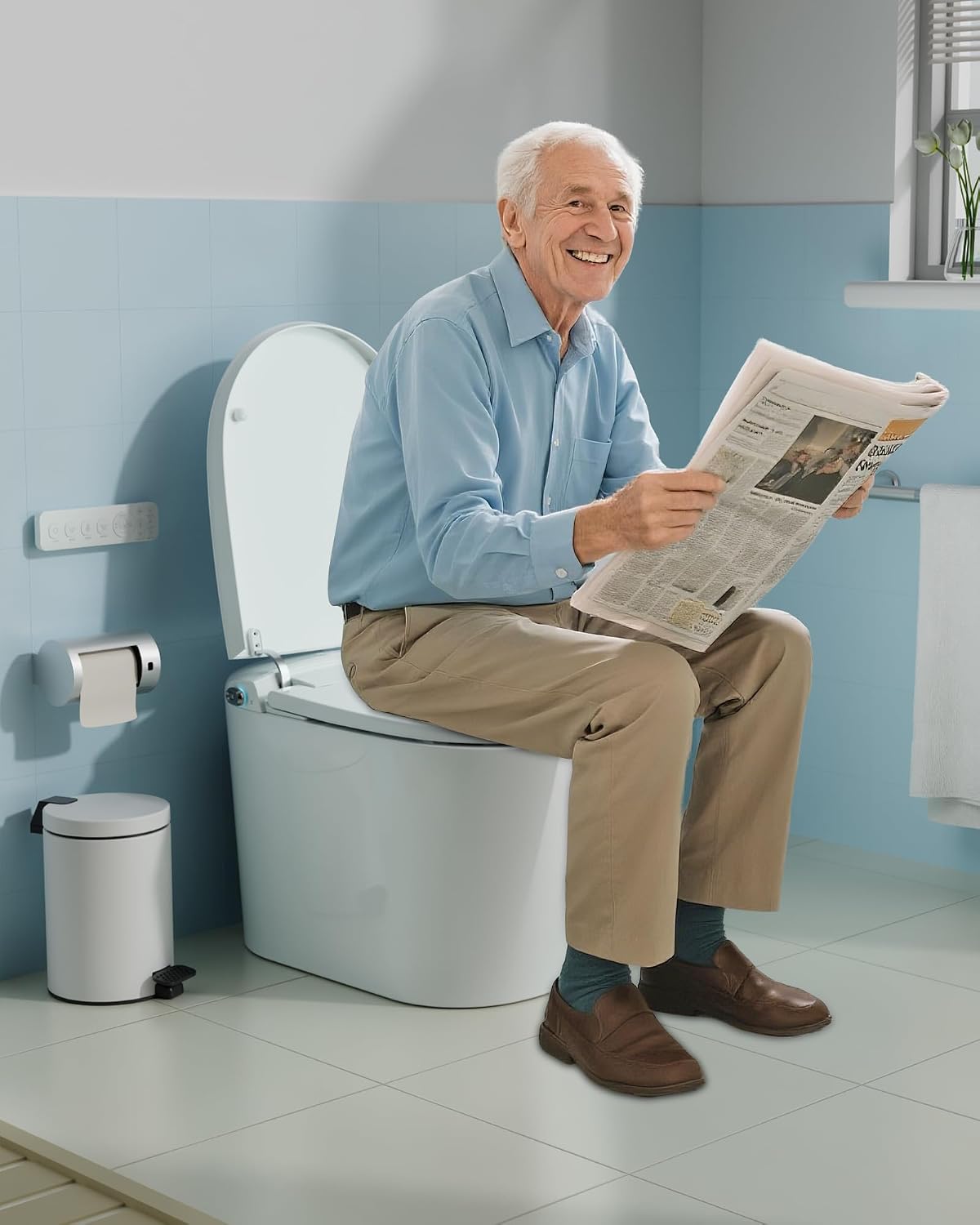 Smart Toilet with Bidet Built In, One Piece Elongated Japanese Toilet with Tank, Heated Seat Warm Water, LED Fahrenheit Display, Foot Kick Control, Self Cleaning Nozzle, Intelligent Dual Flush System
