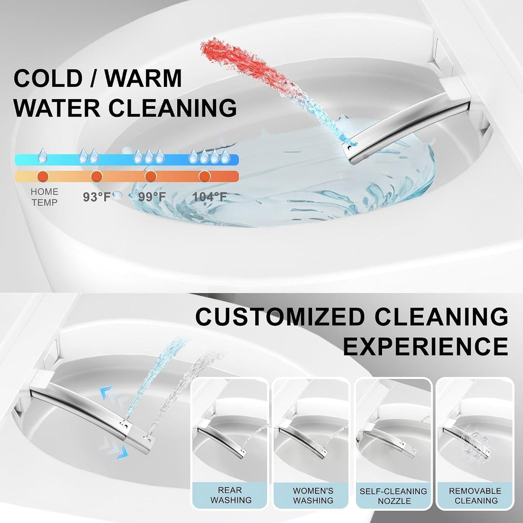 TDH Luxury Smart Toilet, Heated Seat with Remote Control, Walk Away Auto Flush and Close,One Piece Toilet for Bathrooms with Warm Water Sprayer & Dryer