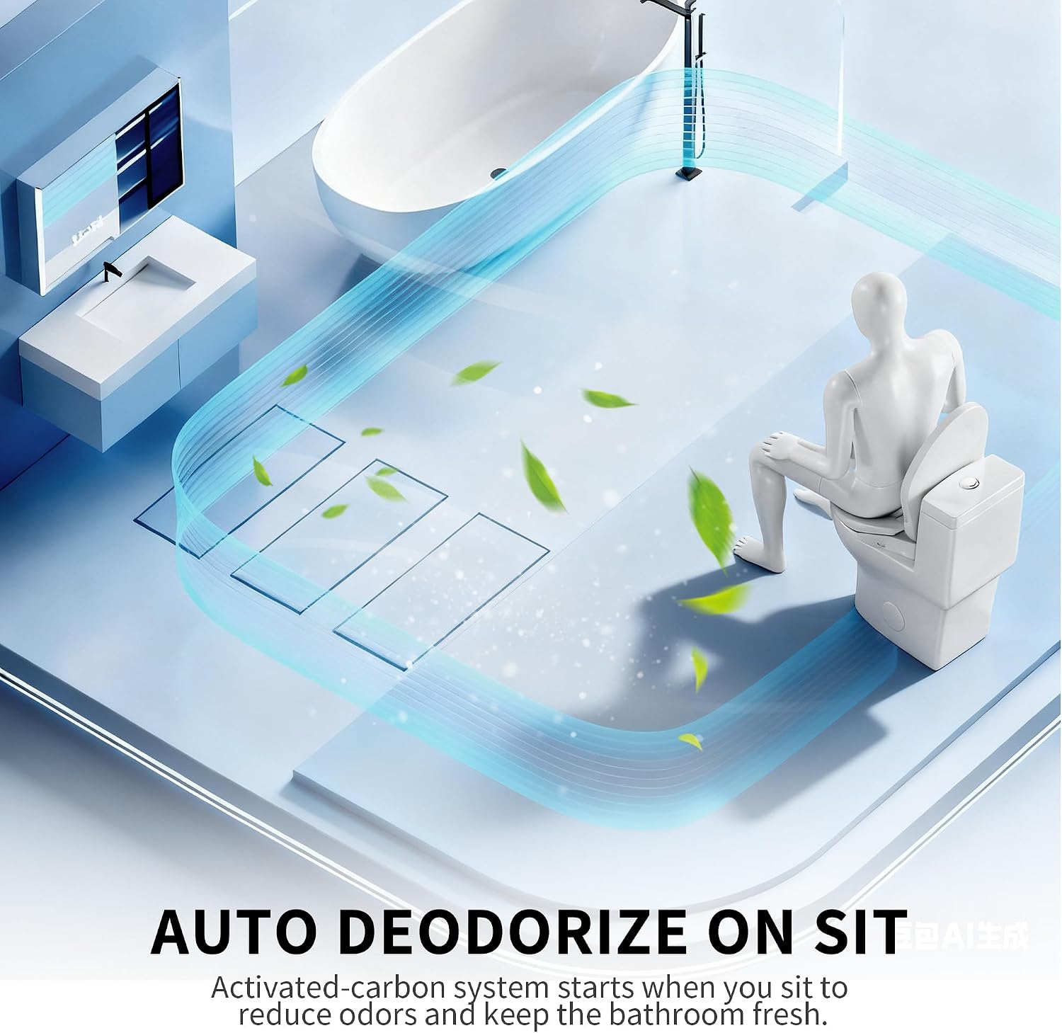 DeerValley Smart Toilet with Bidet Built in, Smart Toilet for Bathrooms with Powerful Flush, Foot Sensor Operation, Heated Seat, Dryer, Night Light, Digital Display