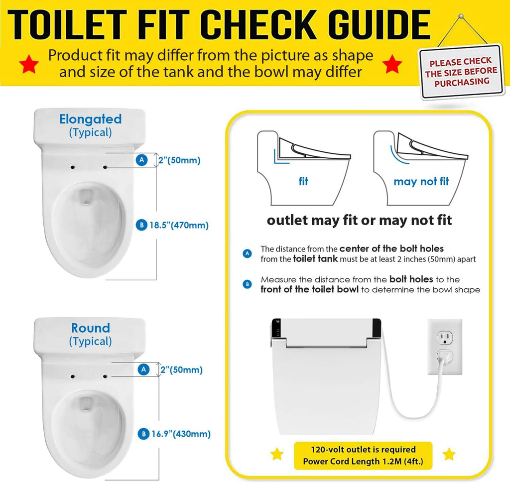 VOVO VB-6100SR Round Bidet Toilet Seat, Warm Water, LED Light, Heated Seat, White, Dryer, Stainless Steel Nozzle, Made in Korea