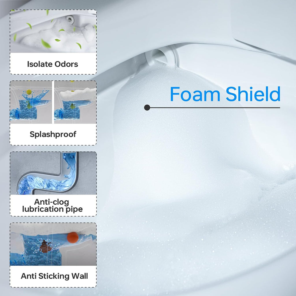 WOODBRIDGE Smart Toilet with 1000g MaP Flush Score, Foam Shield, Moving Dryer, Blackout Flush, ADA Comfort Chair Height, Auto Open & Close,Heated Seat, EBT350