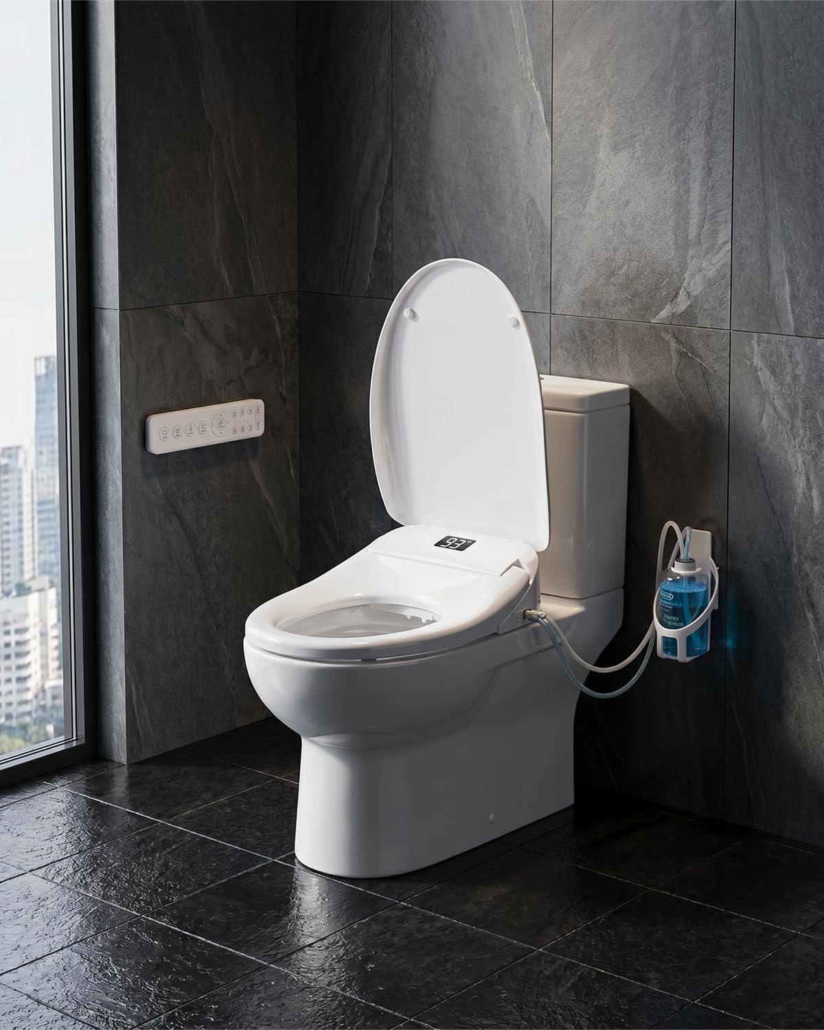 TOTTE Bidet Toilet Seat Elongated, Bubble Foam Shield, Electric Bidet with Heated Water & Remote – Heated Bidet Seat with Auto Open/Close, Instant Warm Wash & Dry, LED Nightlight for Family