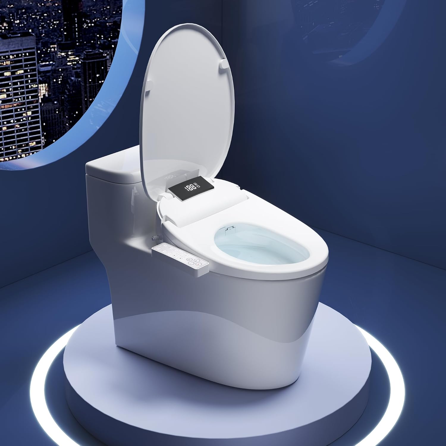 WLJBIDET Toilet Bidet Seat, Instant Warm Water, Self-Cleaning Nozzle, Multiple Spraying Modes, Electric Heated Seat, Warm Air Drying, Soft Closed Lid, Display Screen, Requires Electricity, Elongated
