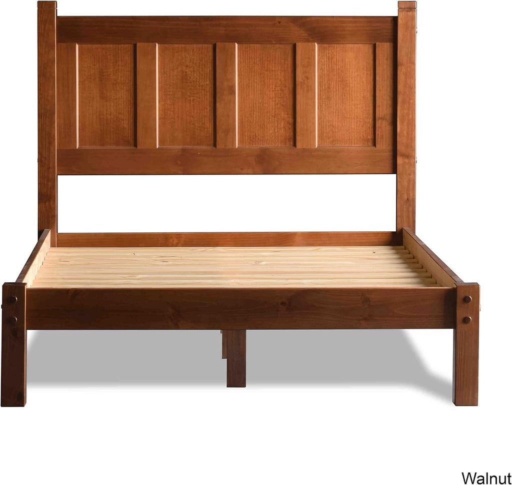 Grain Wood Furniture Shaker Solid Wood Panel Platform Bed, Queen Size, Walnut