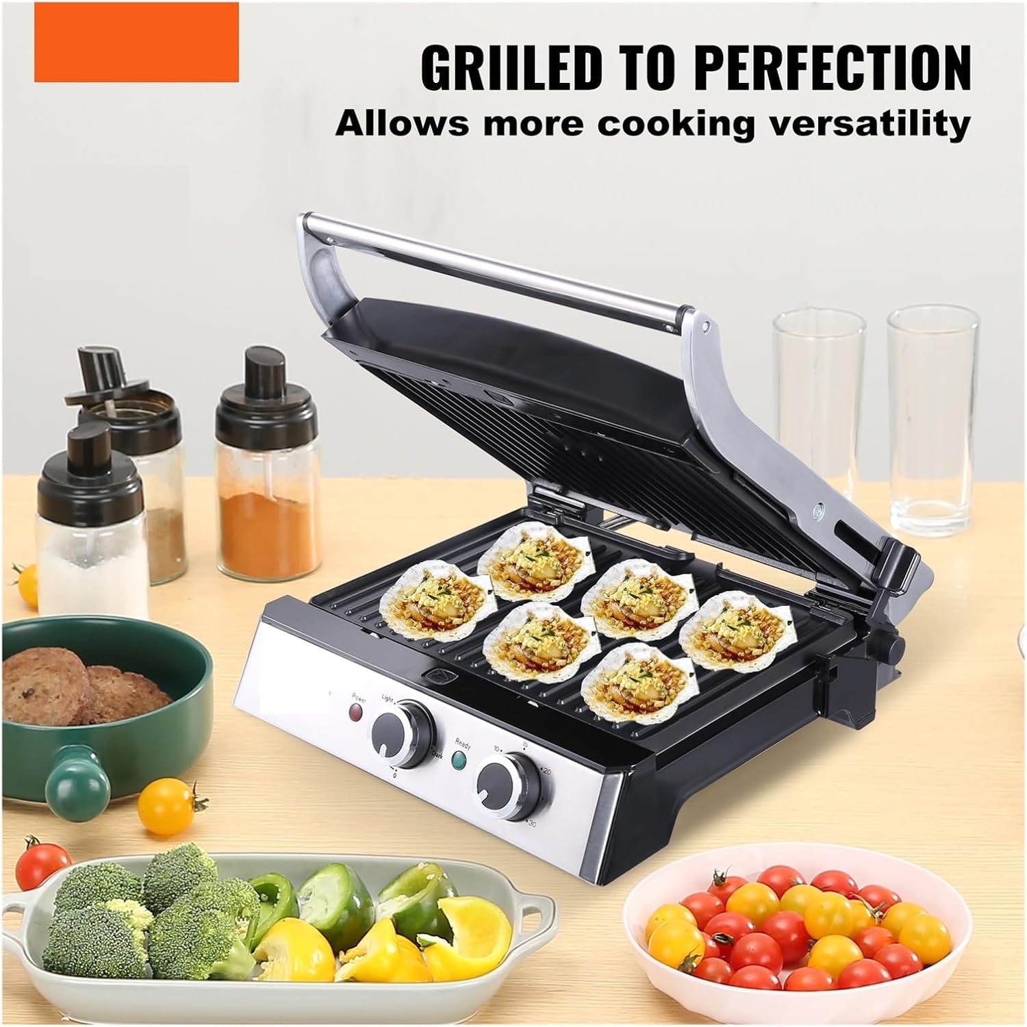 Commercial Electric Griddle 14.5' 1500W Stainless Steel Restaurant Teppanyaki Grill With Non Stick Iron Cooking Plate