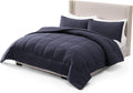 UGG Leonora Comforter Set with 2 Pillow Shams Lightweight Down Alternative Blanket Reversible Cozy Warm All Season Washable and Hypoallergenic Bedding Set, King, Navy Blue