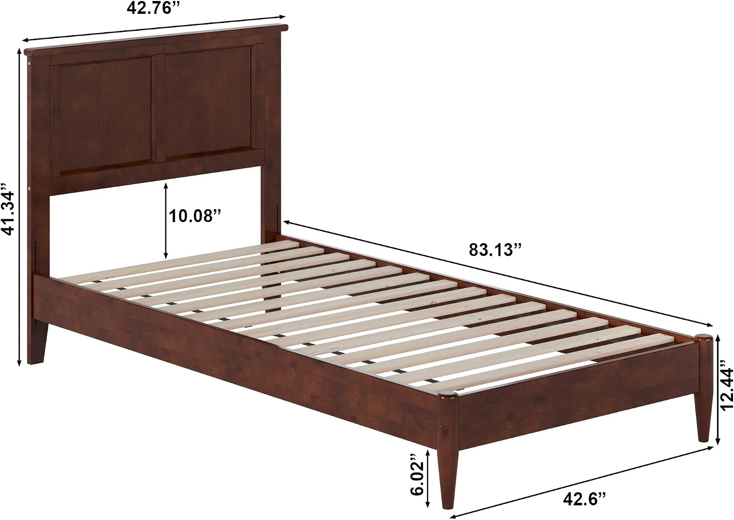 AFI, Charlotte Twin XL Solid Wood Low Profile Platform Bed, Walnut
