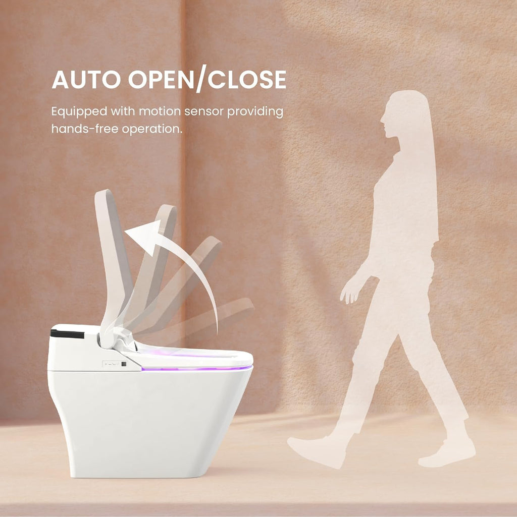 VOVO STYLEMENT TCB-090SA Smart Toilet for bathrooms, Elongated One Piece Toilet with Auto Open/Close Lid, 1.12 GPF, Auto Dual Flush, ADA Chair Height, Heated Seat, Made in Korea