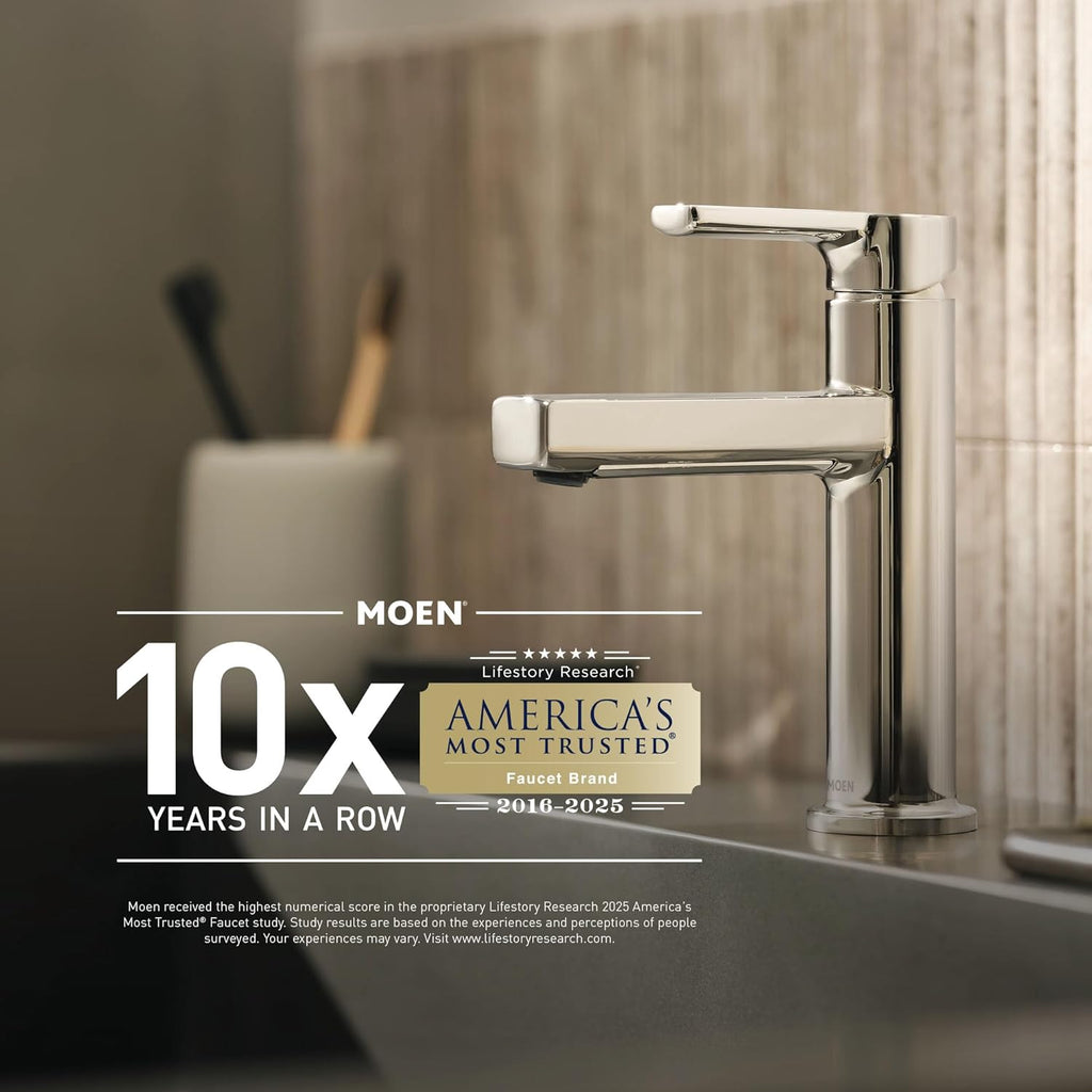 Moen Beric Bronzed Gold Modern One-Handle Single Hole Bathroom Faucet with Drain Assembly and Optional Deckplate for Your Bath Sink, 84774BZG