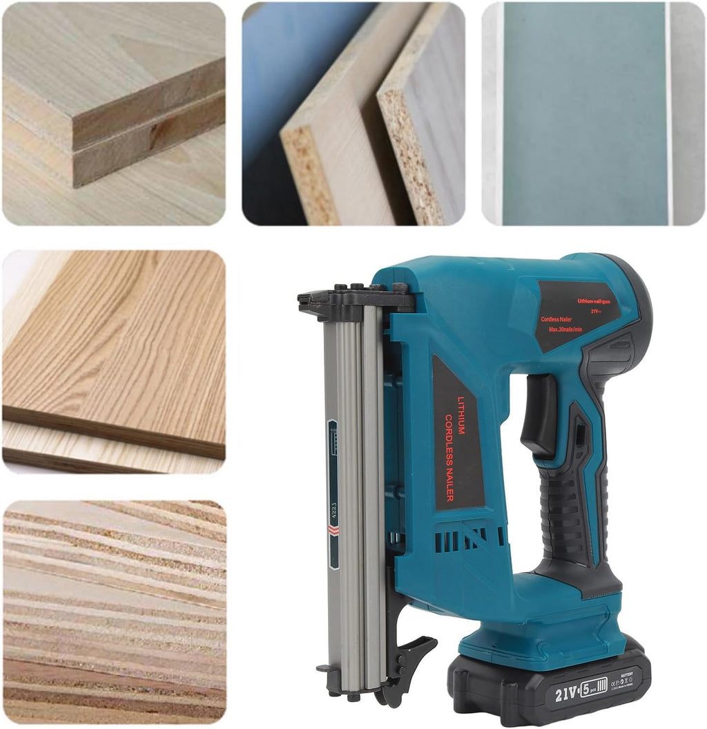 Yunseity Electric Brad Nailer, 100 Nail Capacity, Average 60, Maximum 100 Nails Minute, Lithium Battery x1 (2Ah, for Wood Inlay and Furniture Production, Wiring Boards and Baseboards (US
