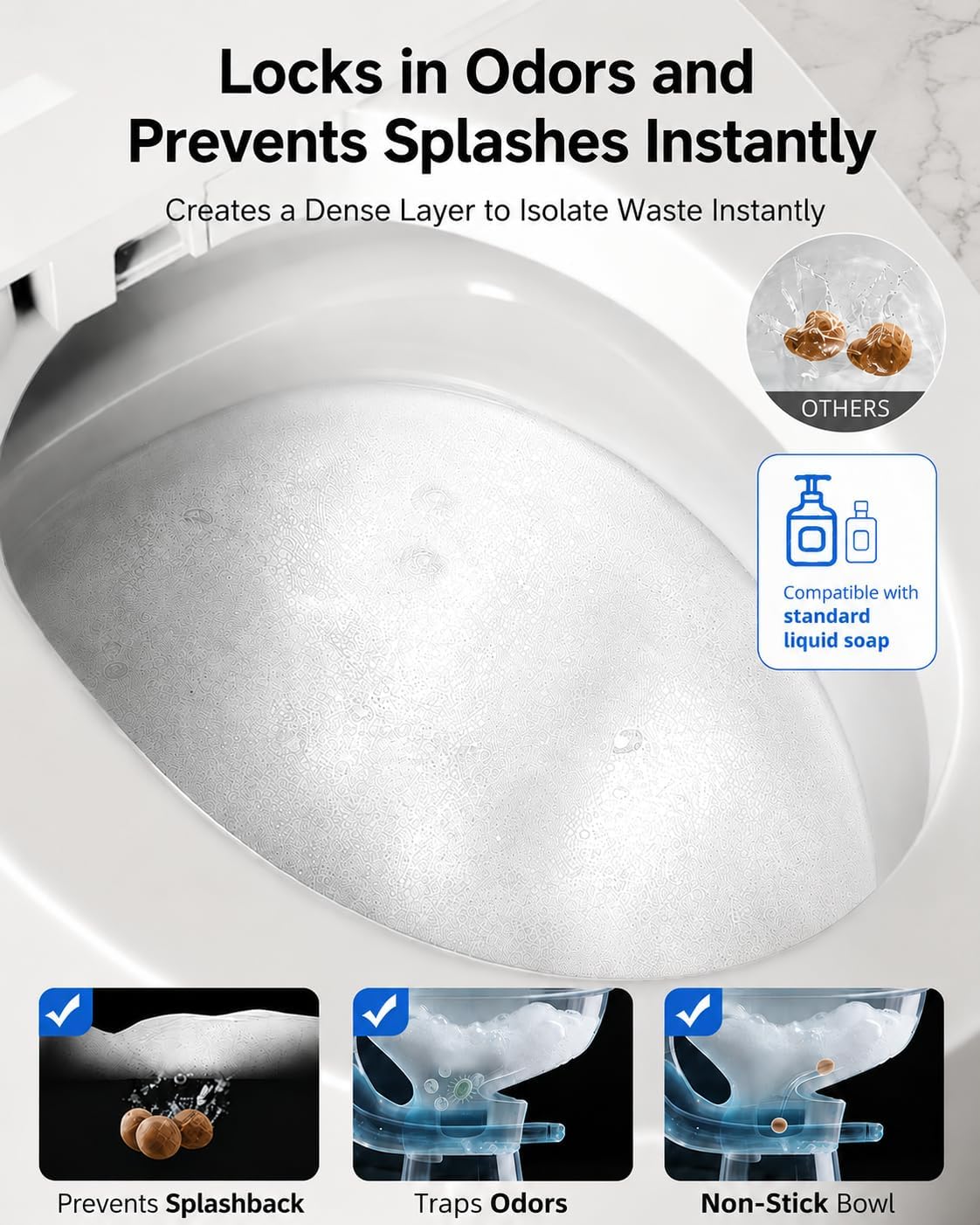 Smart Toilet with Bidet Built In, Auto Open & Close, Foot Sensor Flush, Heated Seat, Warm Water, Dryer, Tankless Dual Flush Elongated Toilet, Foam Shield, LED Night Light & Remote Control