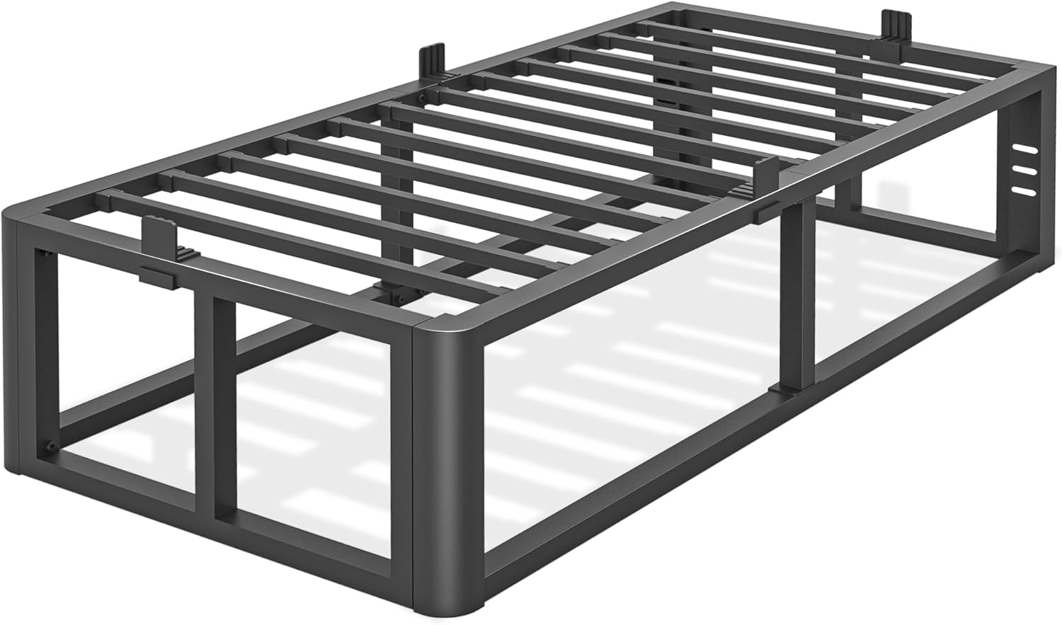Firpeesy Metal Heavy Duty 18 inch Twin XL Bed Frame with Rounded Corner and Headboard Hole Mattress Retainers 3500 LBS No Box Spring Needed Platform Noise Free Easy Assembly