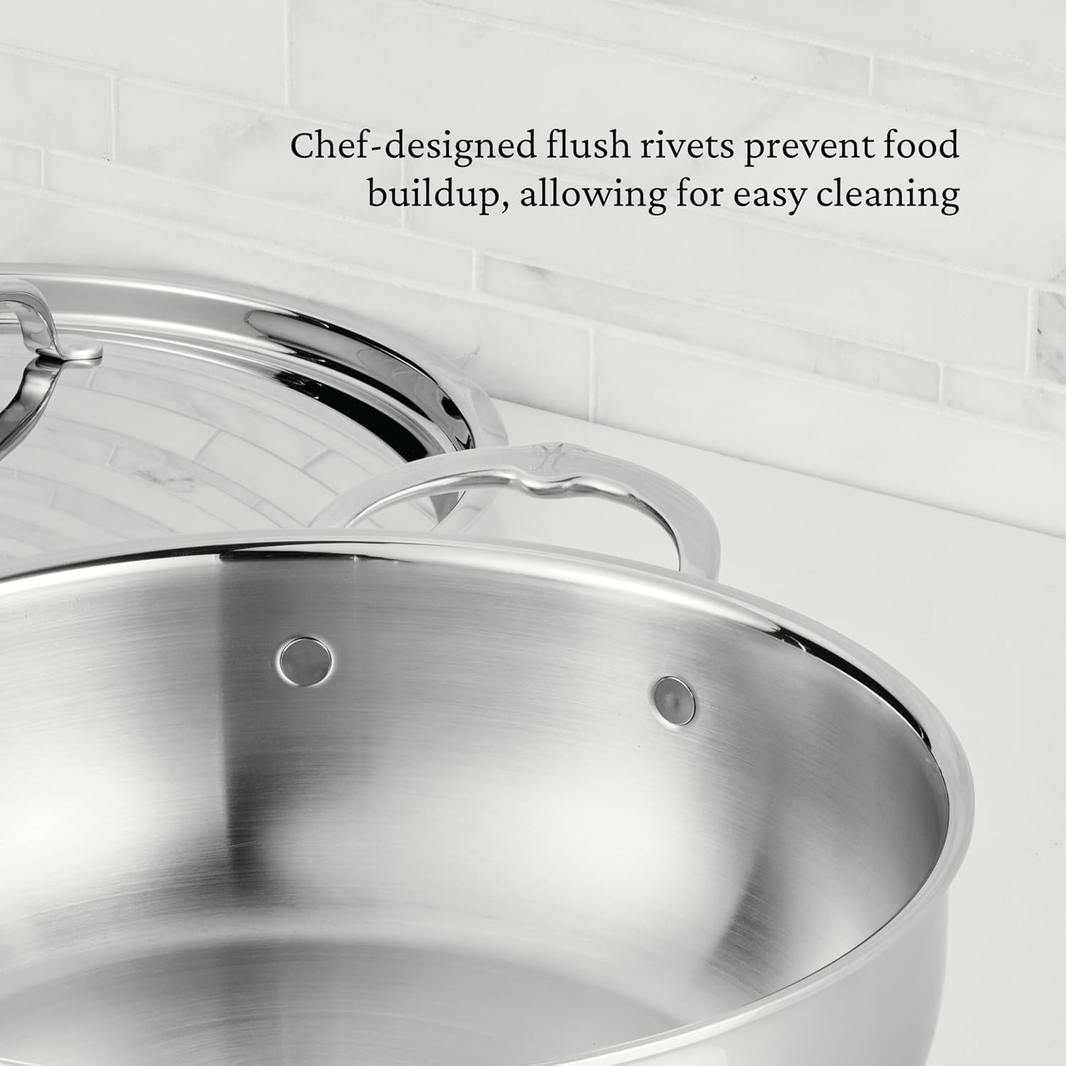 Hestan ProBond Luxe 5-Quart Essential Pan with Lid, Professional Clad Stainless Steel, ProCore Tri-Ply Clad Construction, Polished Exterior, Induction & Oven Safe