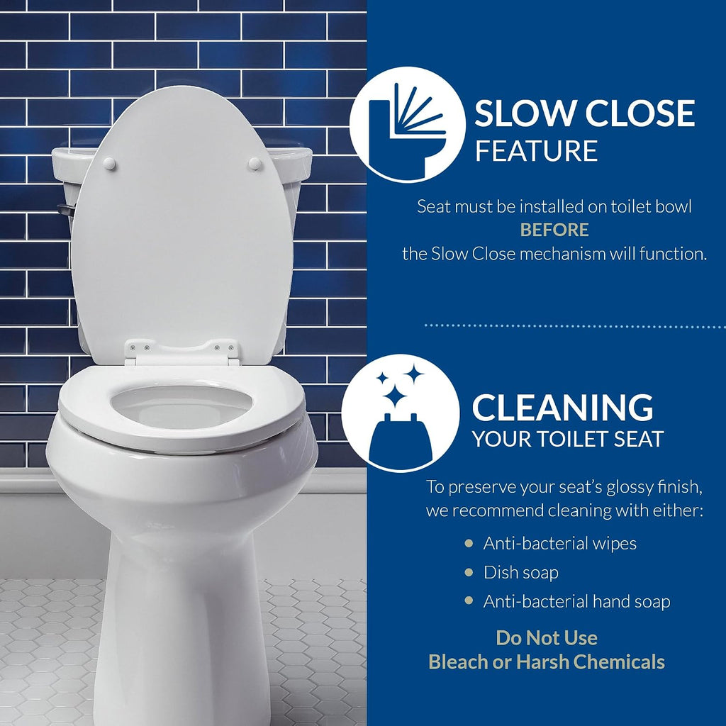 Bemis Radiance Heated Night Light Toilet Seat, Slow Close Adjustable Fit Long Lasting Plastic Seat, Round, White