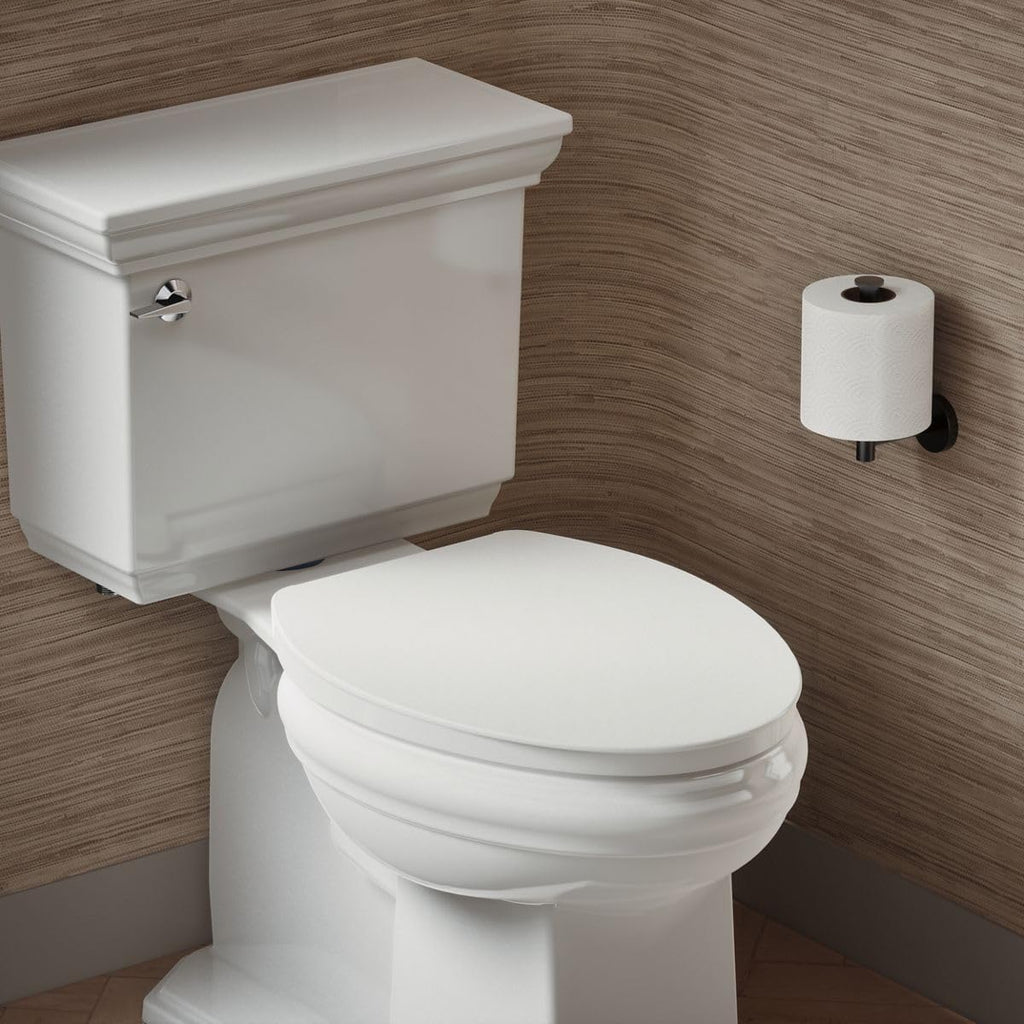 KOHLER K-26801-0 Impro ReadyLatch Quiet Close Elongated Toilet Seat, White Toilet Seat, Grip-Tight Bumpers, New Home Essentials, Slam Prevention (Pack of 2)