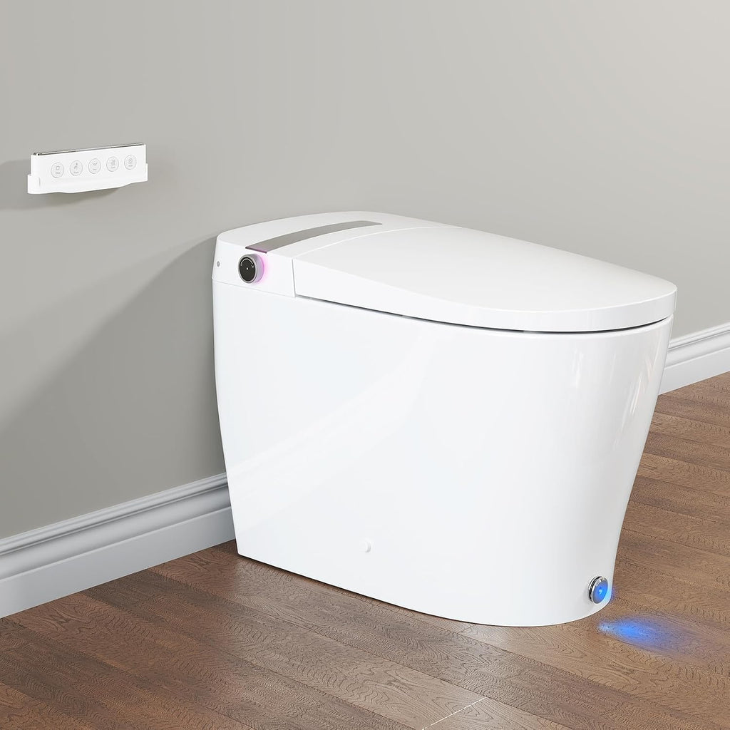 Smart Toilet With Built-in Bidet, Elongated Bidet Toilet, Instant Warm Water Wash, Auto Flush, Auto Open/Close, Heated Seat, Dryer, Night-Light, and Flush Capability During a Blackout - YA80
