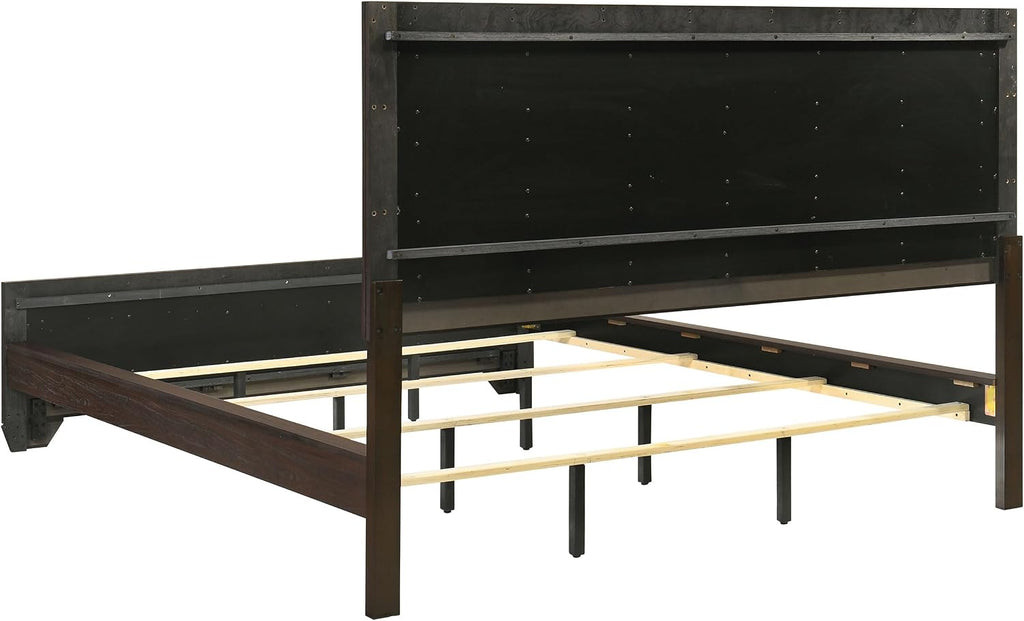 Coaster Home Furnishings Kauffman Transitional 4-Piece Bedroom Set California King Size Panel Bed Frame 54-inch Headboard Dark Cocoa 204391KW-S4