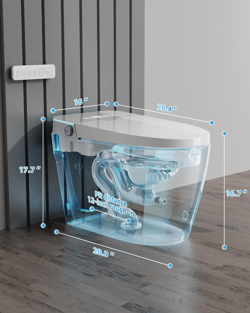 Smart Toilet with Bidet Built In, One Piece Elongated Tankless Japanese Toilet, Auto Open and Close Lid, Adjustable Temperature, Self-Cleaning Nozzle, LED Fahrenheit Display, Foot Kick Button