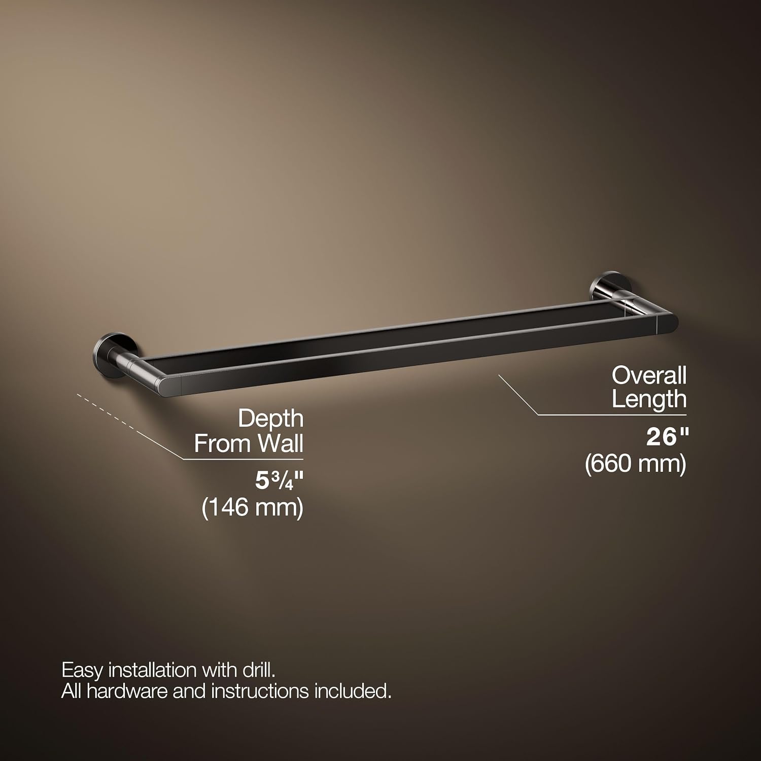 Kohler 73144-TT Composed® 24' Double Towel bar, Vibrant Titanium