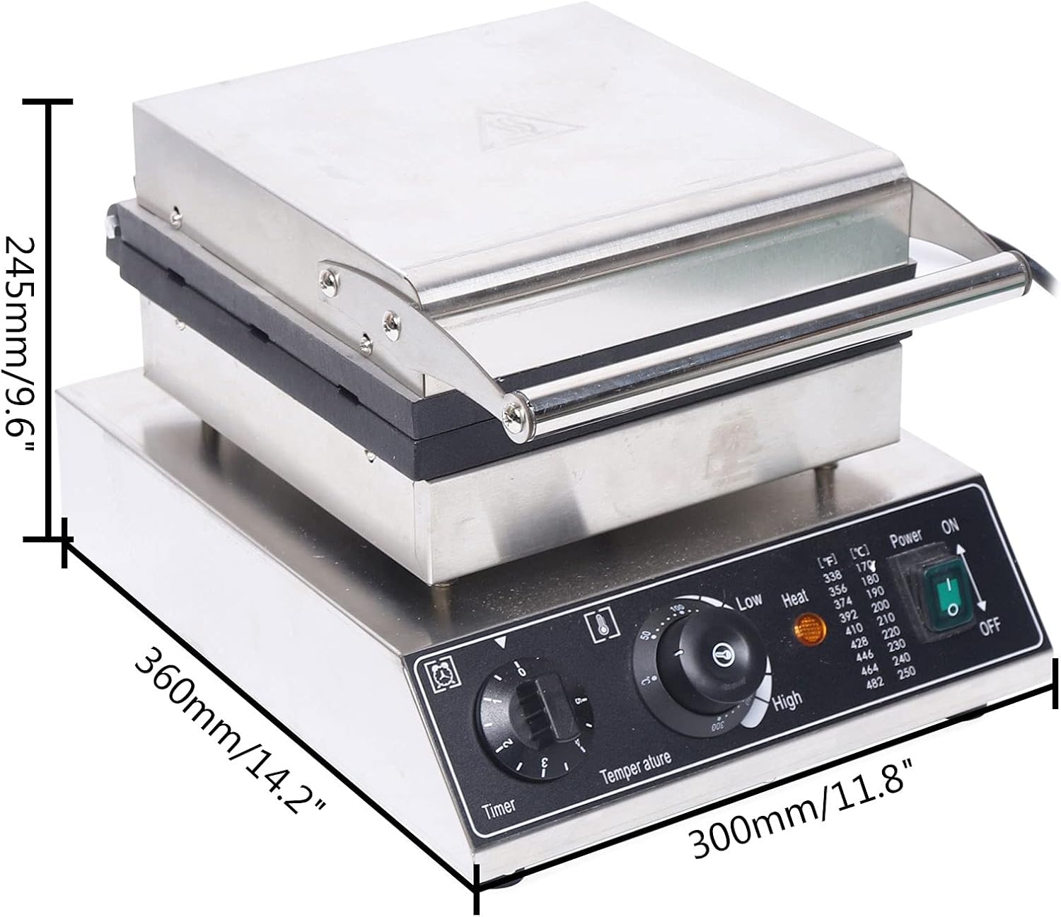 Waffle Making Machine, 110V 1500W Commercial Square Shaped Waffle Maker Electric Stainless Steel Rotatable Double-Head Heating Waffle Making for Tea Shops, Snack Bars (6 Grids 110V 1500W)