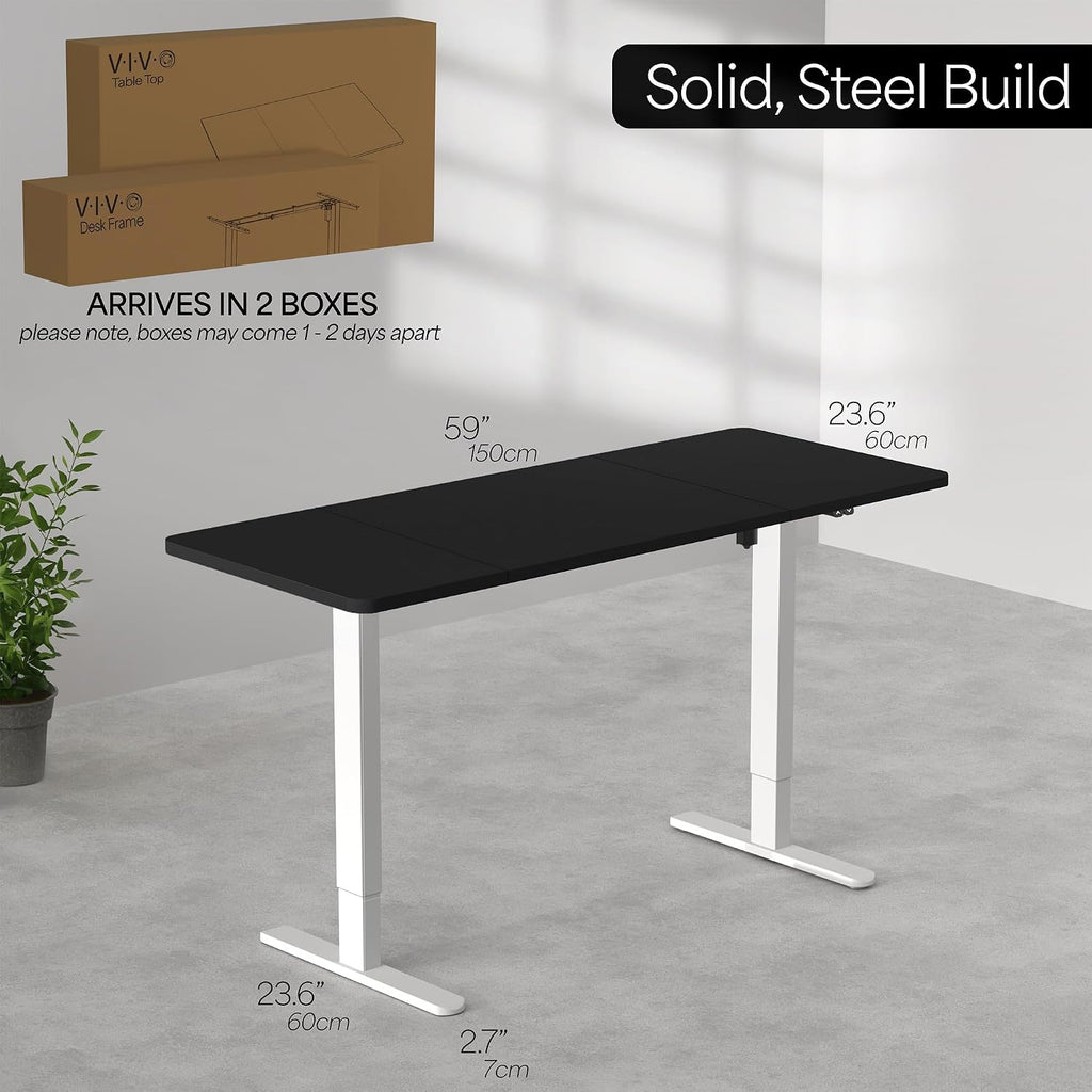 VIVO Electric 60 x 24 inch Stand Up Desk, Height Adjustable, White Top White Frame, Home and Office Furniture Sets, DESK-KIT-W06W
