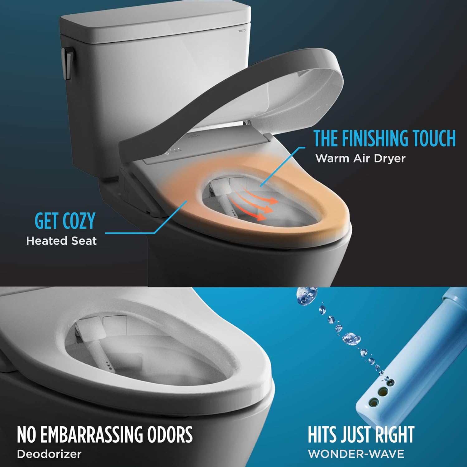 TOTO WASHLET S350e Electronic Bidet Toilet Seat with Auto Open and Close and EWATER+ Cleansing, Round, Cotton White - SW583#01