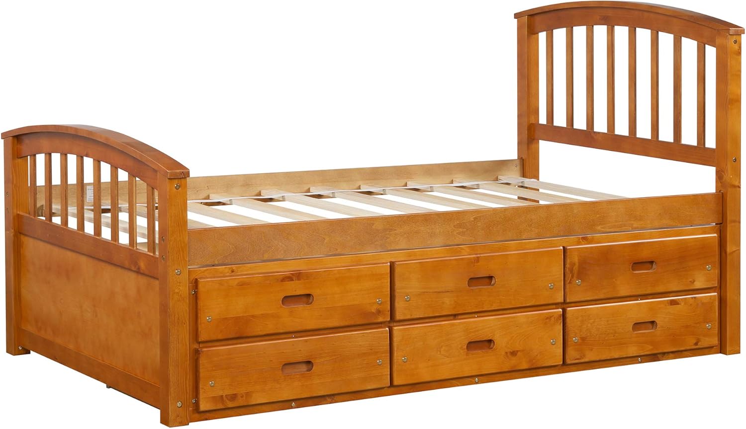 Merax Twin Size Platform Storage Bed Solid Wood Bed with 6 Drawers