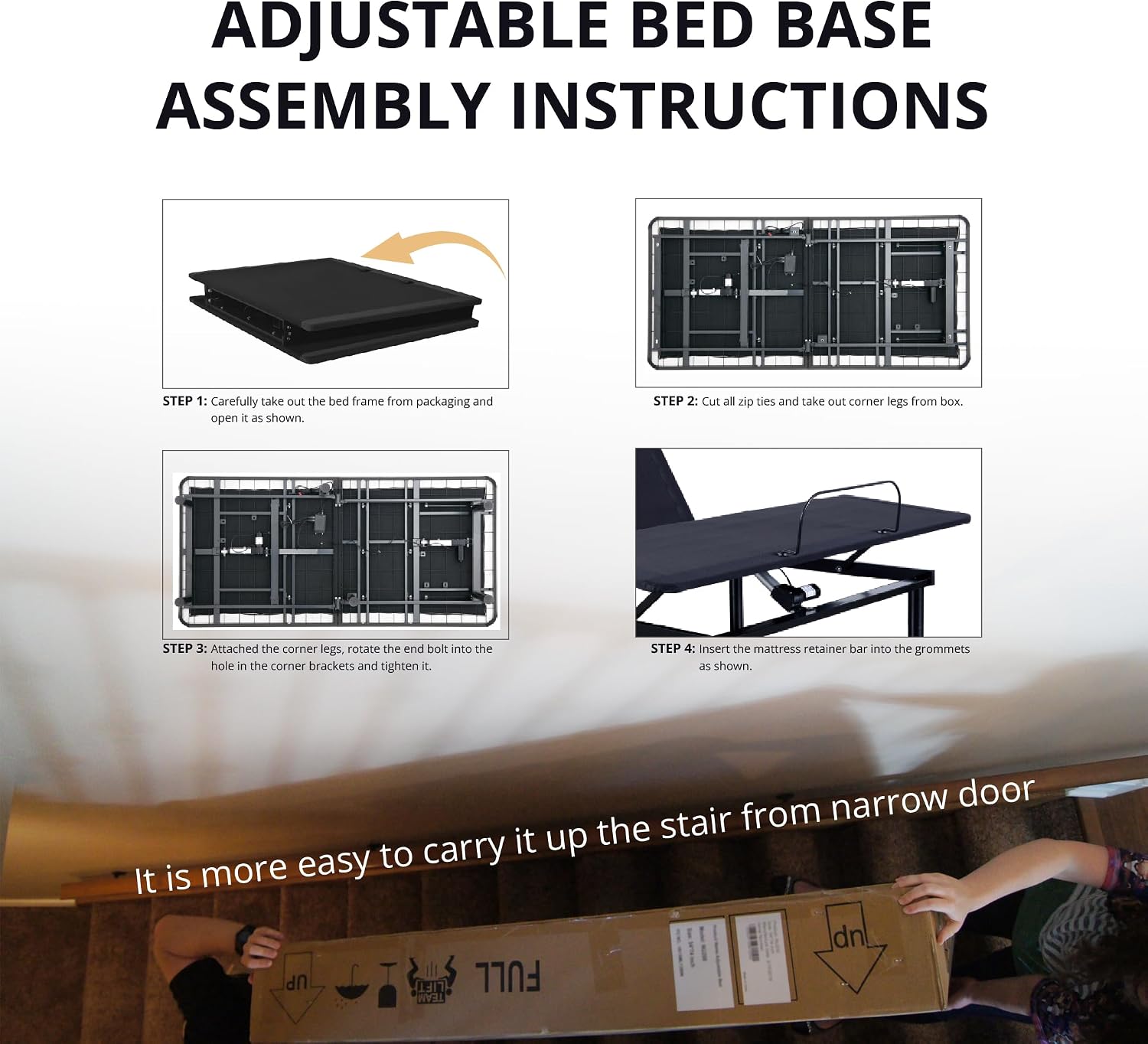 MLILY EGOHOME Adjustable Bed Frame Queen and 14 inch Memory Foam Mattress Set, Wireless Remote Adjustable Bed Base with 12' Adjustable Legs and Head and Foot Incline, Zero Gravity, Easy Assembly