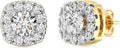 Gilded Lab-Grown Diamond Stud Earrings Sterling Silver and 14KT Yellow Gold Plated Silver| Cushion Halo Shaped Studs | Hypoallergenic Fine Jewelry | Prong Setting, Push Back Nut | SI1 Clarity, F Color 1/4, 1/2, ,1 ct tw