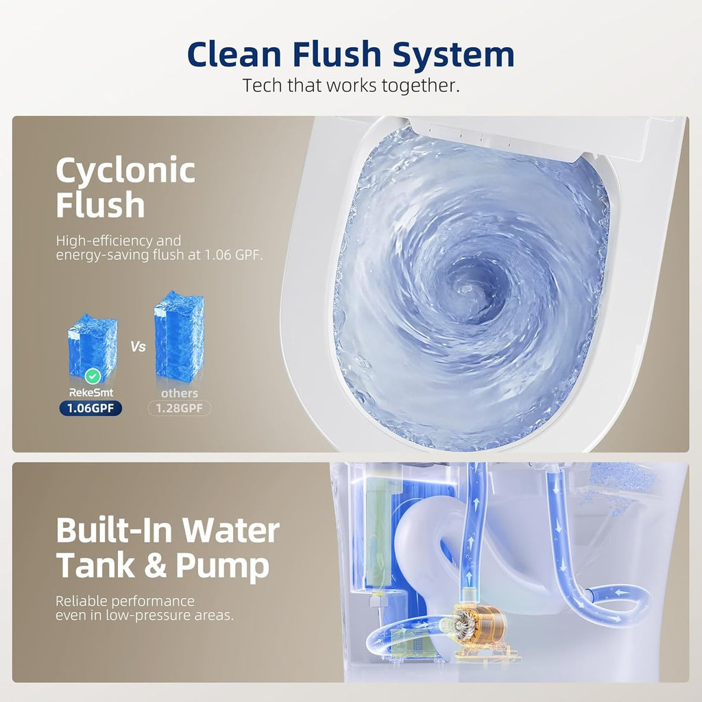 Smart Toilet with Bidet Built in - Electric Bidet Toilet with UV-C Light, Foot Sensor Operation, Auto Flush, Heated Seat, Instant Warm Water, Air Dryer, 1.06 GPF One-Piece Toilet