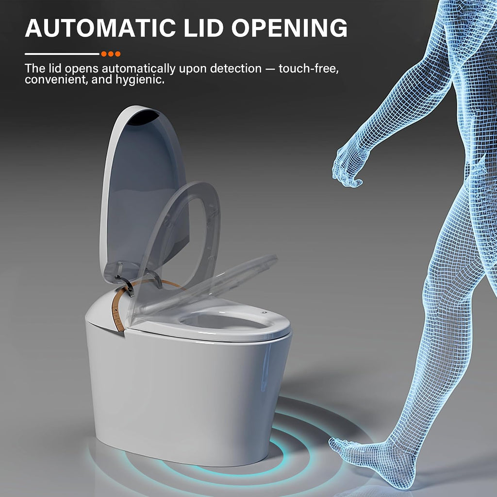DeerValley Smart Toilet with Bidet Built In, Tankless Toilet with Heated Bidet Seat, Auto Flush, Warm Water & Dryer, Deodorization, and Remote Control