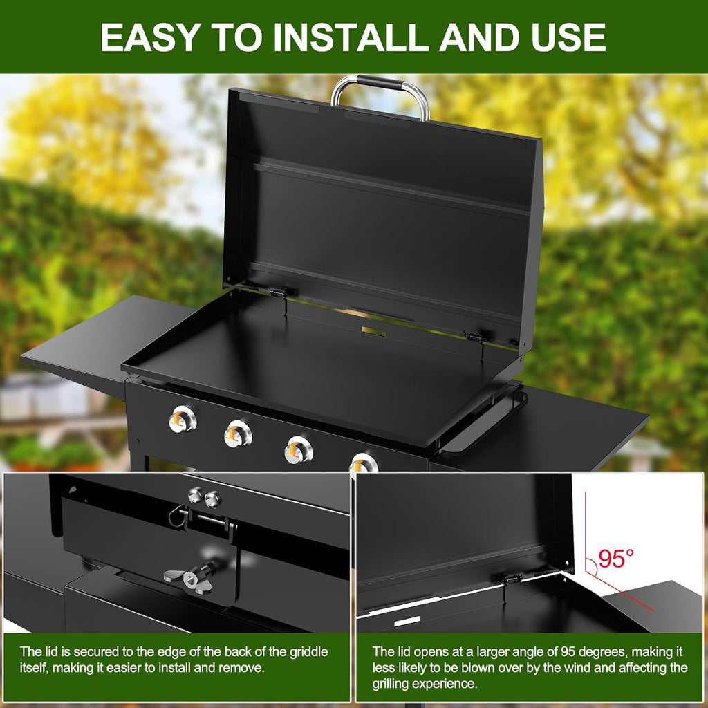 Universal Back Hinged Lid with Durable Handle for 36' Griddles, Griddle Hard Cover Hood for Blackstone 36 Inch 2149 2122 1565 1554 1560 1899 1863 1825 1818 1836 1866 1841 and Other Brand 36' Griddle
