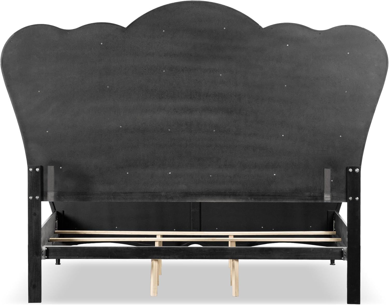 Furniture of America Seabliss Glam Solid Wood 2-Piece Bedroom Set with Padded Headboard Bed, Felt-Lined Top Drawer, Ball-Bearing Glides on Nightstand, Box Spring Needed, Queen, Black