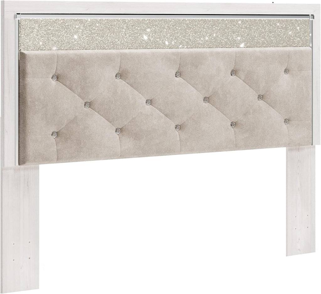 Signature Design by Ashley Altyra King/Cal King Glam Upholstered Panel Headboard, White