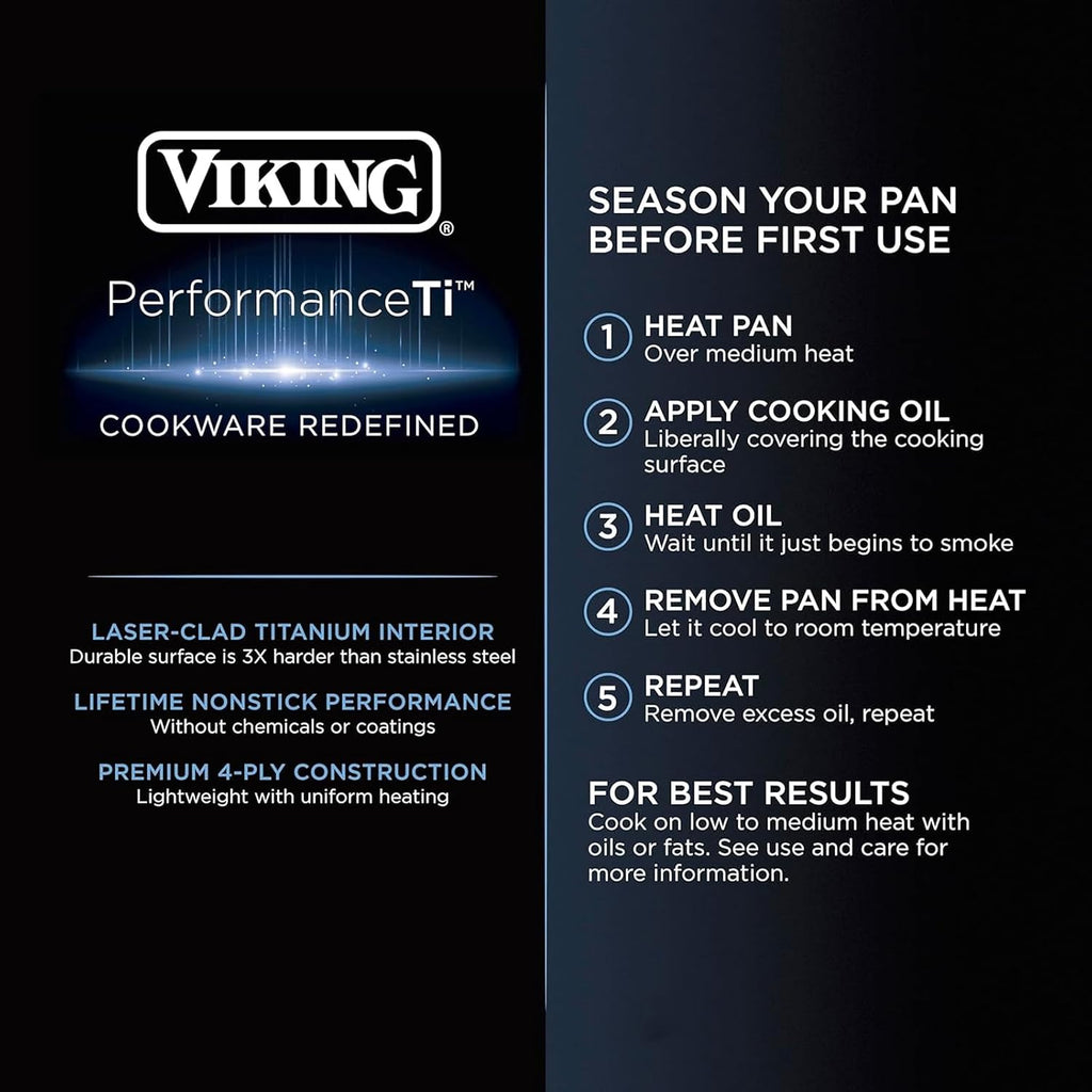 Viking 4-Ply Dutch Oven, 5 Quart Laser Clad Titanium Performance Ti Cookware Pot with Lid, Dishwasher and Oven Safe, Induction Ready, Blue/Silver