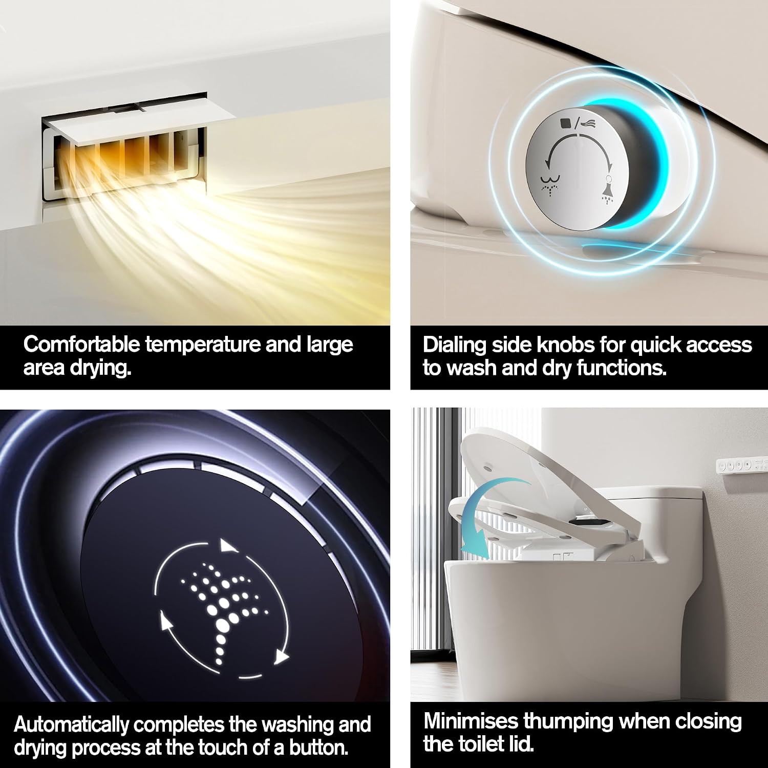 Toilet Bidet Seat, Elongated Toilet Seat Bidet with Dryer and Warm Water, Electronic Heated Toilet Seat Temperature Adjustable, Front and Rear Oscillation Cleaning, Remote Control