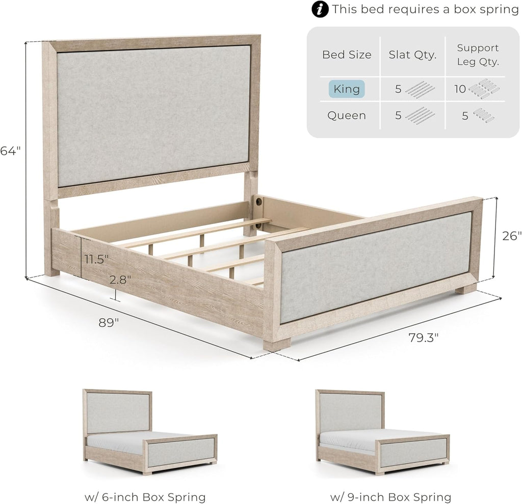 Furniture of America Dannen Modern Wood 3-Piece Bedroom Set with Panel Bed, Cedarwood-Lined Bottom and Felt-Lined Top Drawers on Oversized Nightstand, Box Spring Required, King, Tawny Brown