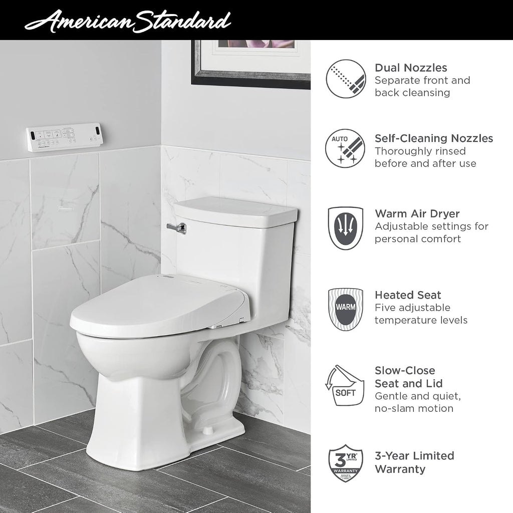 American Standard 8018A60GRC-020 Advanced Clean 3.0 SpaLet Electric Bidet Seat, Elongated, White