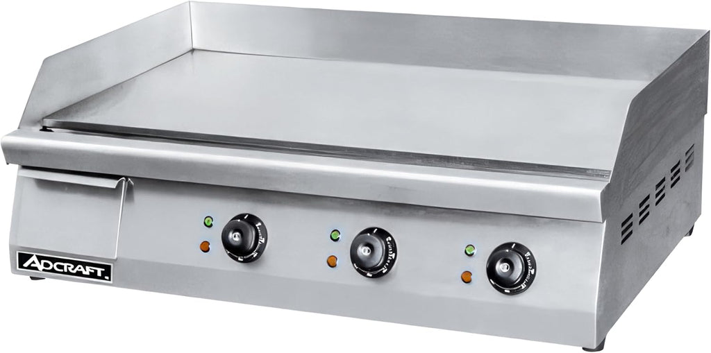 Adcraft 30' Countertop Electric Griddle with Thermostatic Controls and Heavy Duty with Temperatures ranging from 120-570 Degrees, NSF Certified, 220V, 30-inch, Stainless Steel