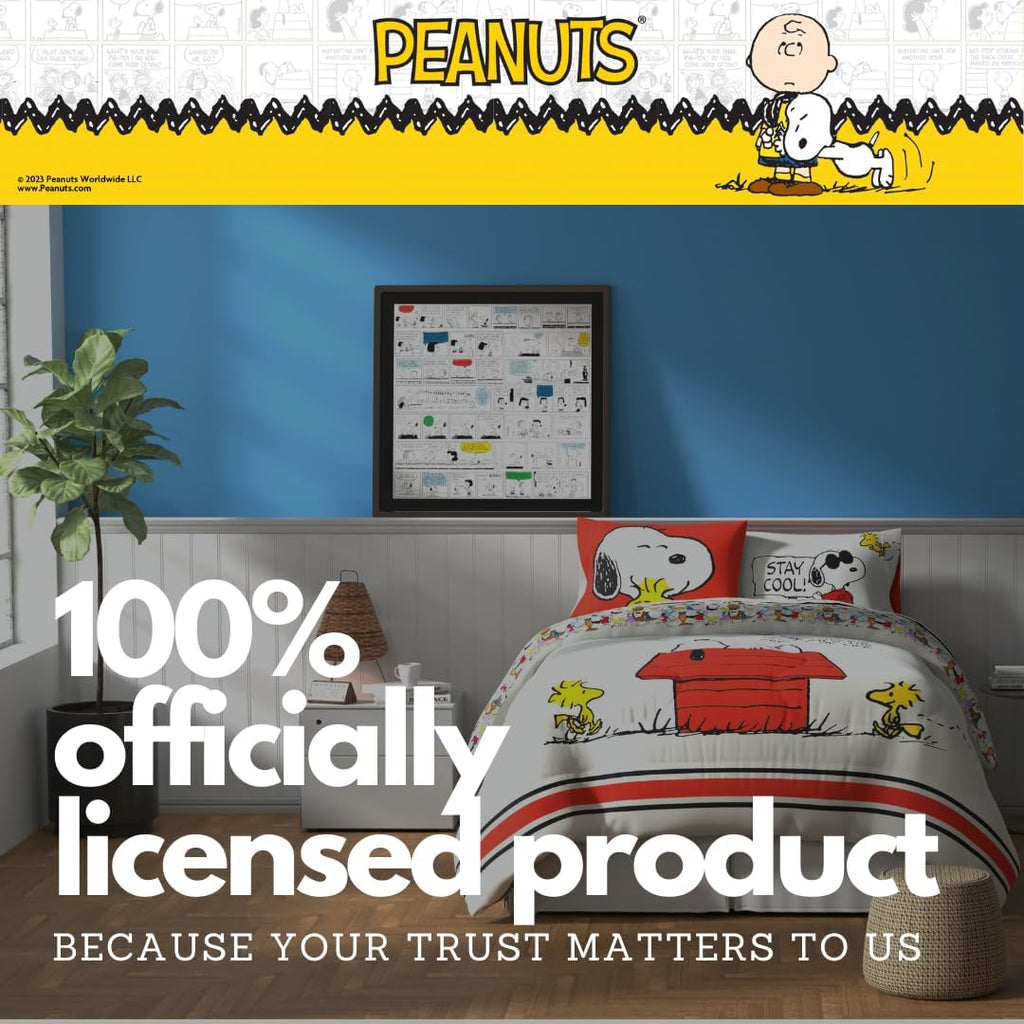 Franco Peanuts & Snoopy Classic Pals Super Soft Comforter and Sheet Set, 5 Piece Queen Size, (Official Licensed Product) Collectibles