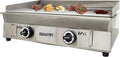 LPG Gas Griddle - Camp Countertop Flat Cooking Griddle with Temperature Control - 2800Pa Top Grill Hot Plate Stove - 2 Burner Outdoor Kitchen - Stainless Steel Grill BBQ Plate