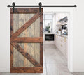 K Series 42in. X 84in. Brown/Walnut Finished DIY Solid Wood Interior Sliding Barn Door Slab(Hardware Kit NOT Included)-Assembly Needed